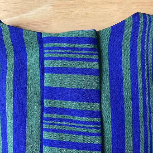 COS Blue Green Striped Sleeveless Viscose Blend A-Line Midi Dress Size 38 AU 10 - Picture 11 of 11